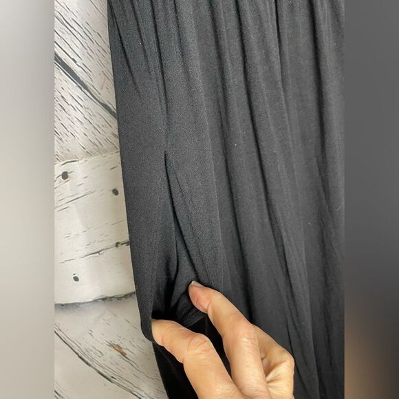 SIMLU Black Soft Knit Maxi Skirt Pockets S - Picture 5 of 6